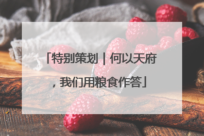 特别策划｜何以天府，我们用粮食作答