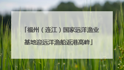 福州（连江）国家远洋渔业基地迎远洋渔船返港高峰