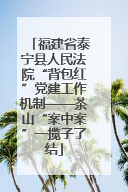 福建省泰宁县人民法院“背包红”党建工作机制——茶山“案中案”一揽子了结