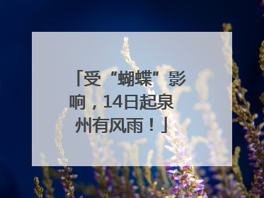 受“蝴蝶”影响，14日起泉州有风雨！