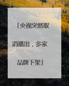 央视突然取消播出，多家品牌下架