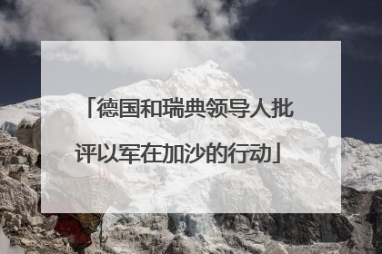 德国和瑞典领导人批评以军在加沙的行动