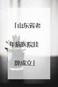 山东省老年病医院挂牌成立