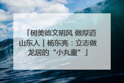 树美德文明风 做厚道山东人｜杨东亮：立志做龙居的“小丸童”