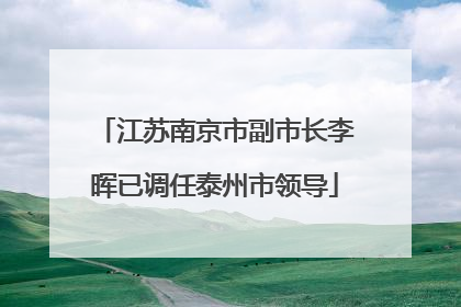 江苏南京市副市长李晖已调任泰州市领导