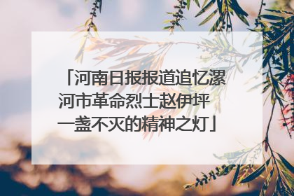 河南日报报道追忆漯河市革命烈士赵伊坪 一盏不灭的精神之灯
