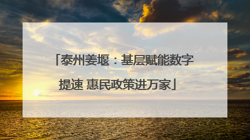 泰州姜堰：基层赋能数字提速 惠民政策进万家