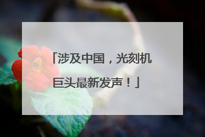 涉及中国，光刻机巨头最新发声！