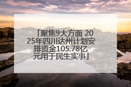 聚焦9大方面 2025年四川达州计划安排资金105.78亿元用于民生实事