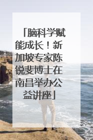 脑科学赋能成长！新加坡专家陈锐斐博士在南昌举办公益讲座