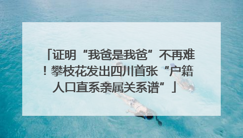 证明“我爸是我爸”不再难！攀枝花发出四川首张“户籍人口直系亲属关系谱”