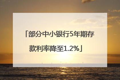 部分中小银行5年期存款利率降至1.2%