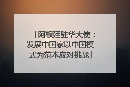 阿根廷驻华大使：发展中国家以中国模式为范本应对挑战
