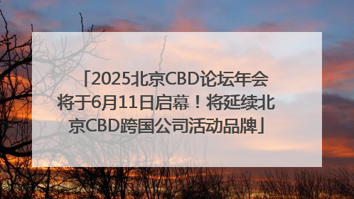 2025北京CBD论坛年会将于6月11日启幕！将延续北京CBD跨国公司活动品牌